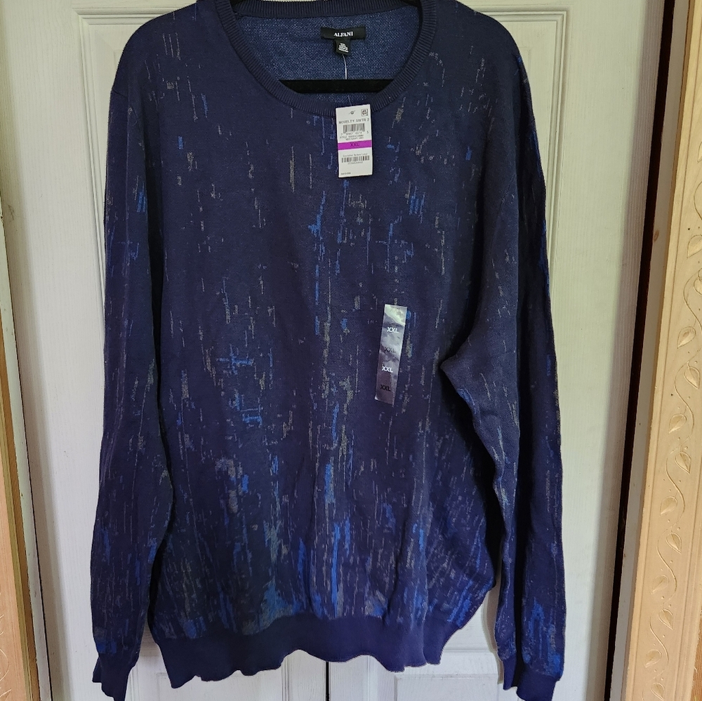 Nwt Alfani Blue Patterned Sweater